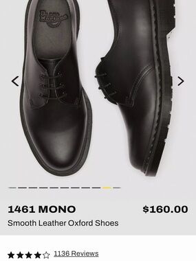 Dr. Martens Black 1461 MONO
Smooth Leather Oxford Shoes - minimalist style